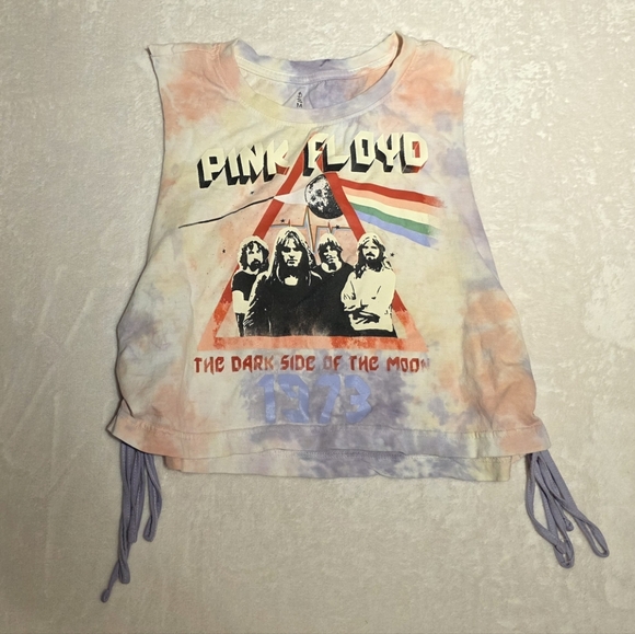 Pink Floyd Tops - Pink Floyd tie dye tank top tie up side high neck sleeveless tank #rockband16
